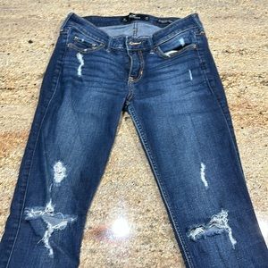 Dark denim jeans with frayed bottoms size 1Long